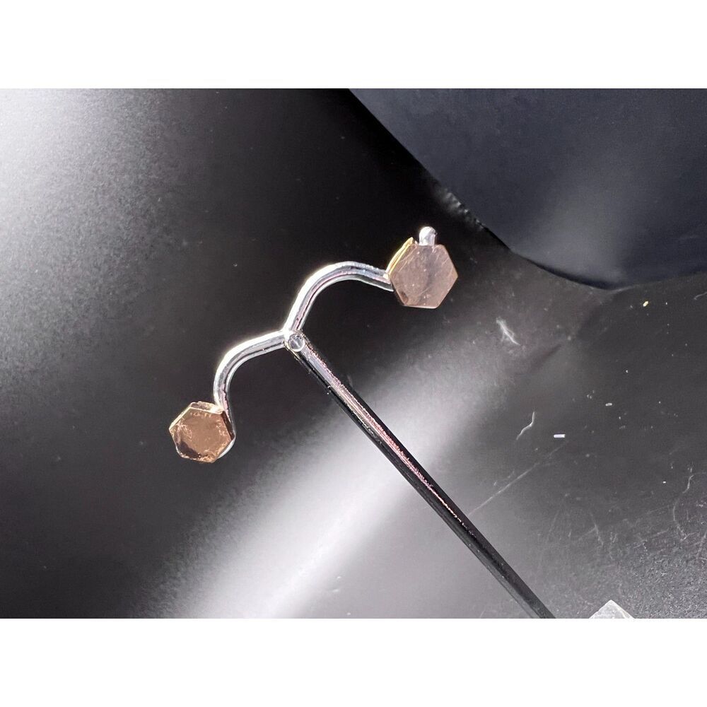 Rose Gold Hexagon Earrings - Picture 3 of 5